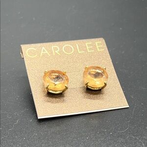 Carolee Gold-Tone Peach Crystal Pierced Earrings 14mm NEW